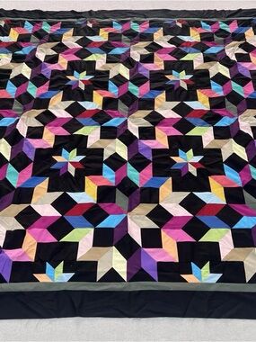 Cosmic Jewels Cotton Fabric Queen size Patchwork quilt top/topper